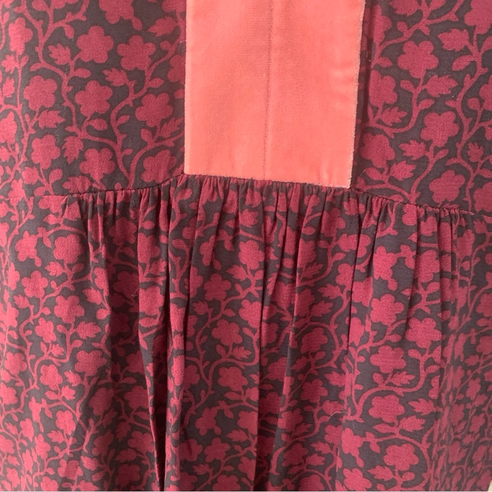 BODEN Annabelle Top Size 14 New Burgundy & Black Pink Velvet Trim ¾ Sleeve 🆕 - Picture 13 of 14